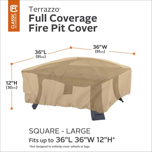 Classic Accessories Terrazzo Large Square Full Coverage Fire Pit Cover 59932 Ec The Home Depot
