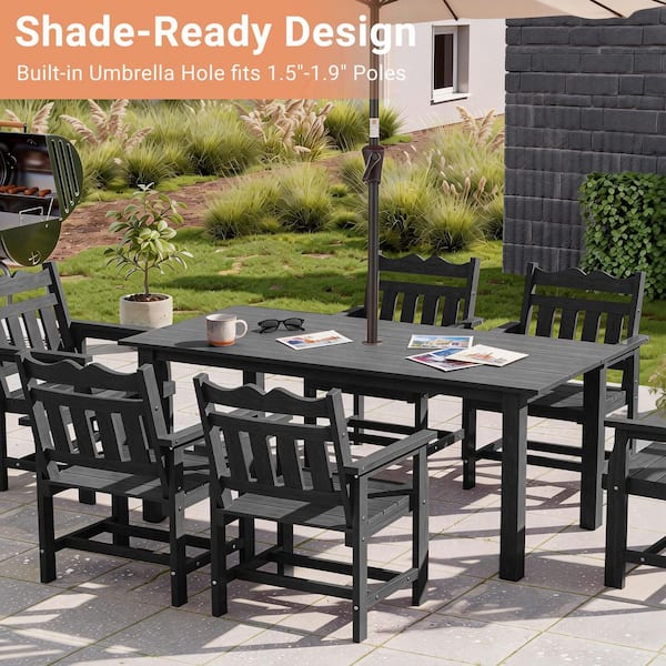 JOYESERY 7-Piece Plastic Outdoor Patio Dining Set, Rectangular