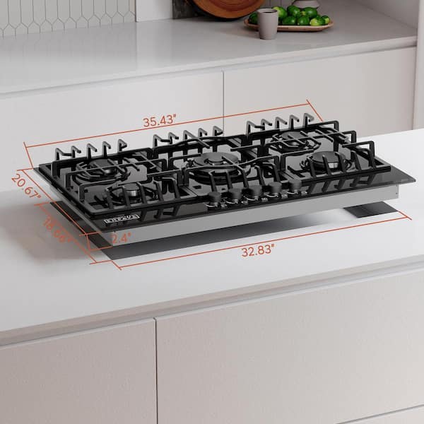 Deluxe, 3-Burner Built-In Gas Cooktop, Stainless Steel