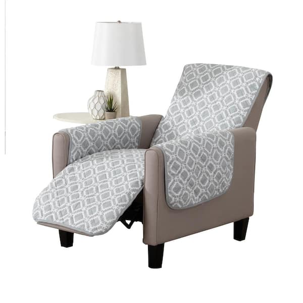 Great Bay Home Liliana Collection Strom Grey Printed Reversible Recliner Furniture Protector