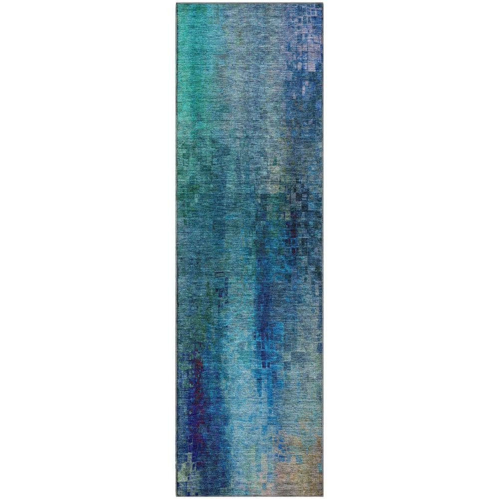 Mayfield Premium Machine Washable Abstract AMF2241 Blue 2 ft. x 7 ft. Runner Rug price history on PriceWatchPro