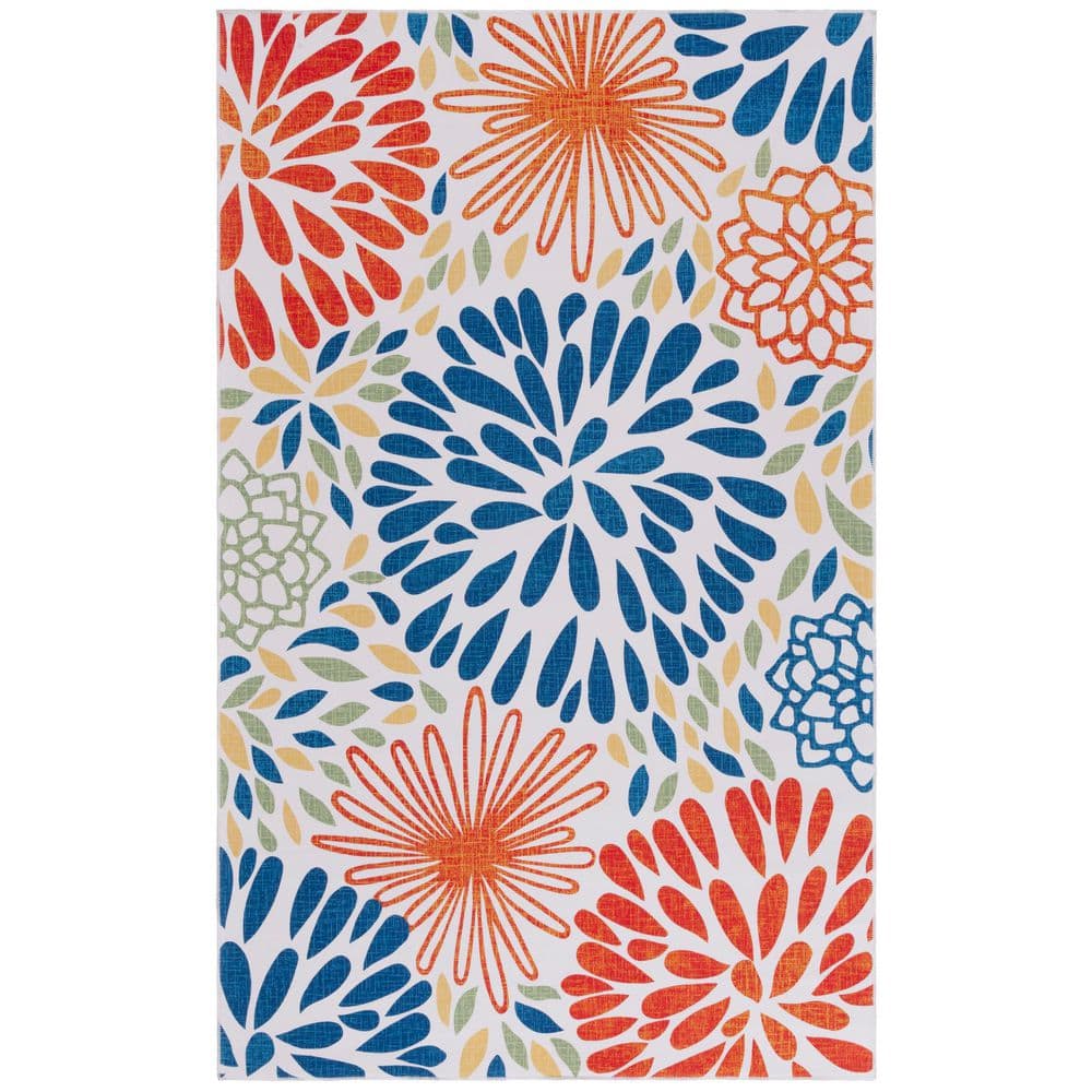 Malibu Ivory/Multi 4 ft. x 6 ft. Machine Washable Oversized Floral Area Rug price history on PriceWatchPro