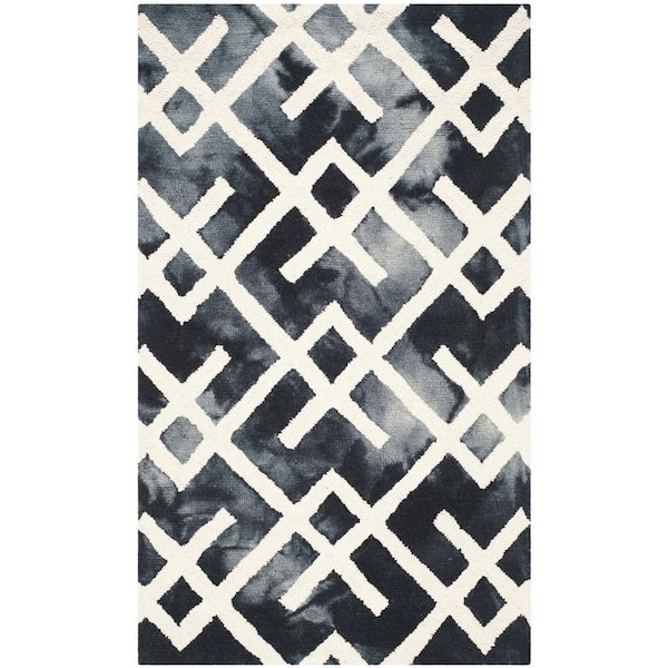 SAFAVIEH Dip Dye Graphite/Ivory 2 ft. x 3 ft. Distressed Geometric Area Rug