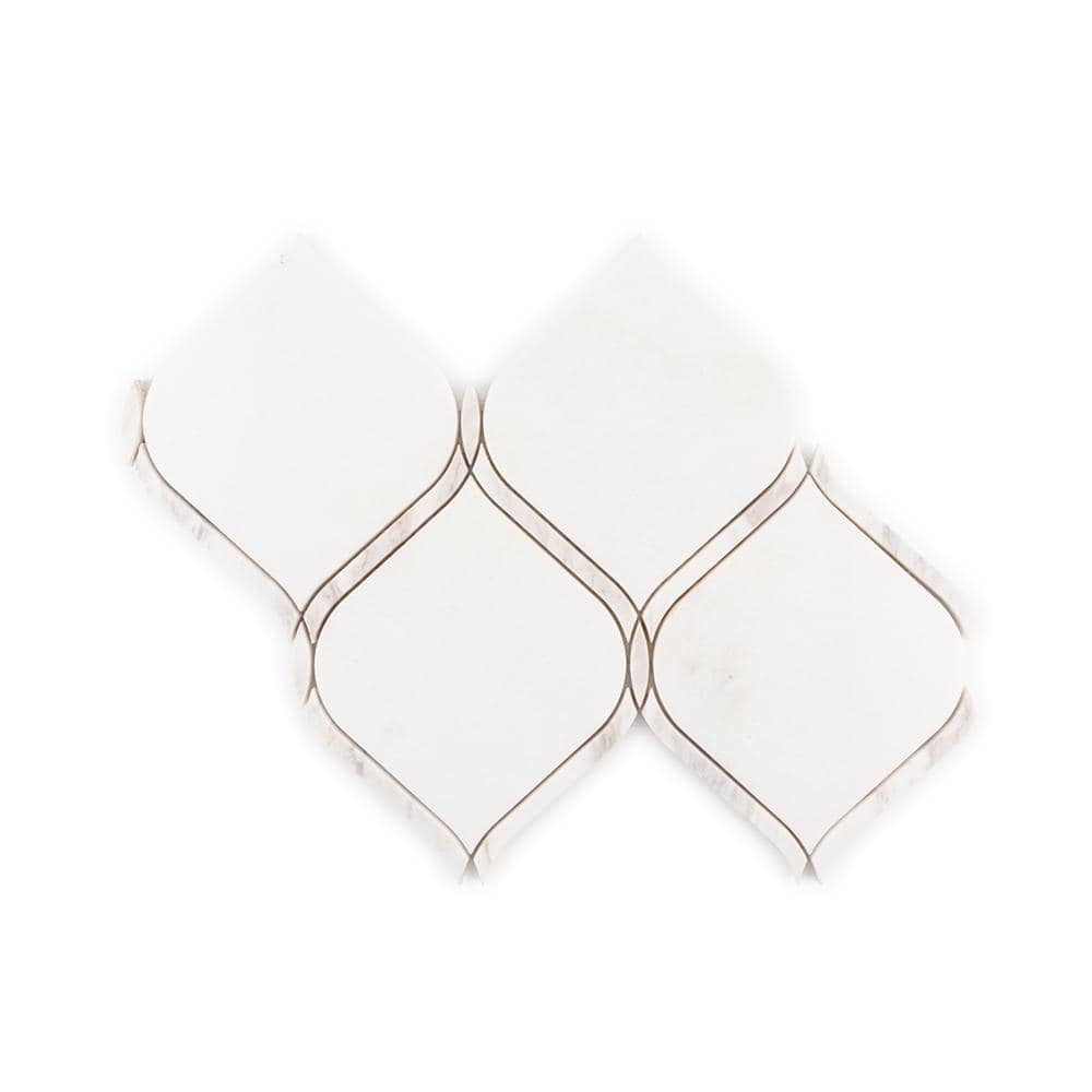 Foxtail White/Grey 9 in. x 12.5 in. Lantern Polished Thassos and Grey Marble Mosaic Wall/Floor Tile (7.813 sq. ft./Case) price history on PriceWatchPro