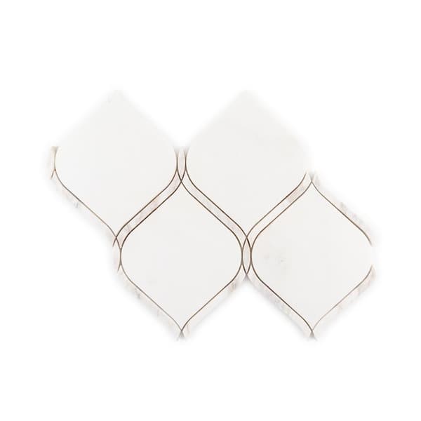 Foxtail White/Grey 9 in. x 12.5 in. Lantern Polished Thassos and Grey Marble Mosaic Wall/Floor Tile (7.813 sq. ft./Case)