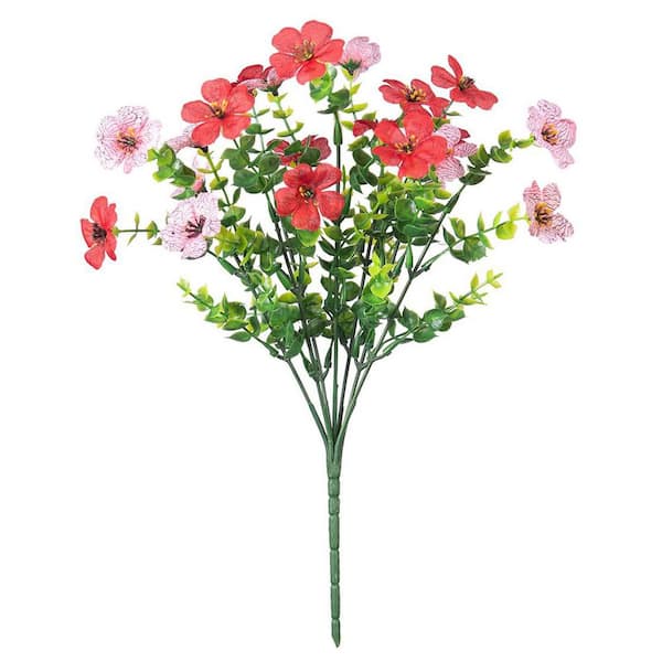 Afoxsos 13.70' 12 Bundles Artificial Silk Daisy Flowers for Outdoor Decor, UV Resistant, Red Pink Purple Yellow