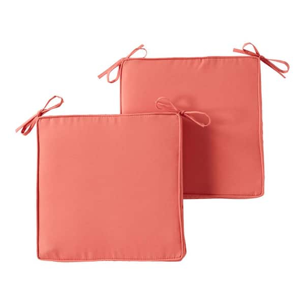 Greendale Home Fashions 18 in. x 18 in. Coral Square Outdoor Seat Cushion (2-Pack)