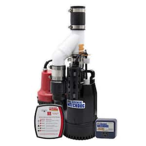 Combo Pre-Assembled 1/3 HP Primary and Battery Backup Sump Pump System with 24-hour a Day Monitoring Controller