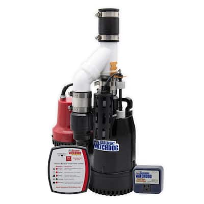 Combo Pre-Assembled 1/3 HP Primary and Battery Backup Sump Pump System with 24-hour a Day Monitoring Controller