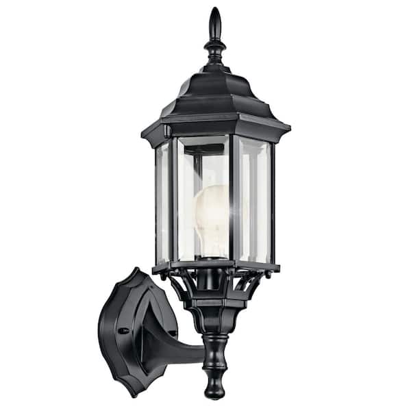 KICHLER Chesapeake 17 in. 1-Light Black Outdoor Hardwired Wall Lantern Sconce with No Bulbs Included (1-Pack)