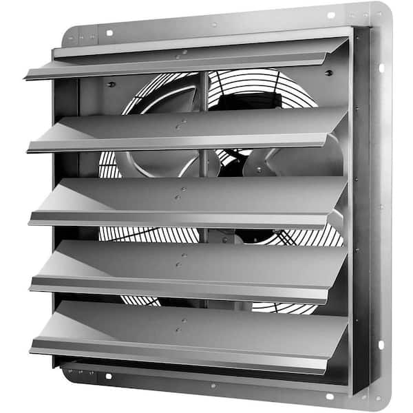 20 in. 3368 CFM Aluminum Silver Electric Power Gable Mount Attic Fan Shutter Exhaust Fan for Attic Garage, Louvered Vent