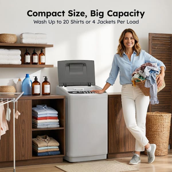 SIMZLIFE 1.03 Cu.ft. Portable Washing Machine in Gray with 10-Wash
