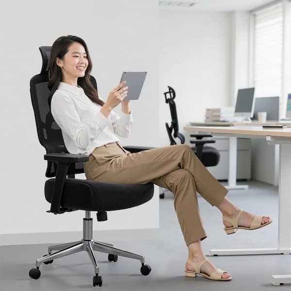VECELO Fabric High Back Ergonomic Office Chair in Black with