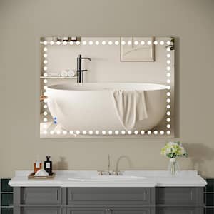 40 in. W x 32 in. H Rectangular Frameless LED Light Anti-Fog Wall Bathroom Vanity Mirror in Silver