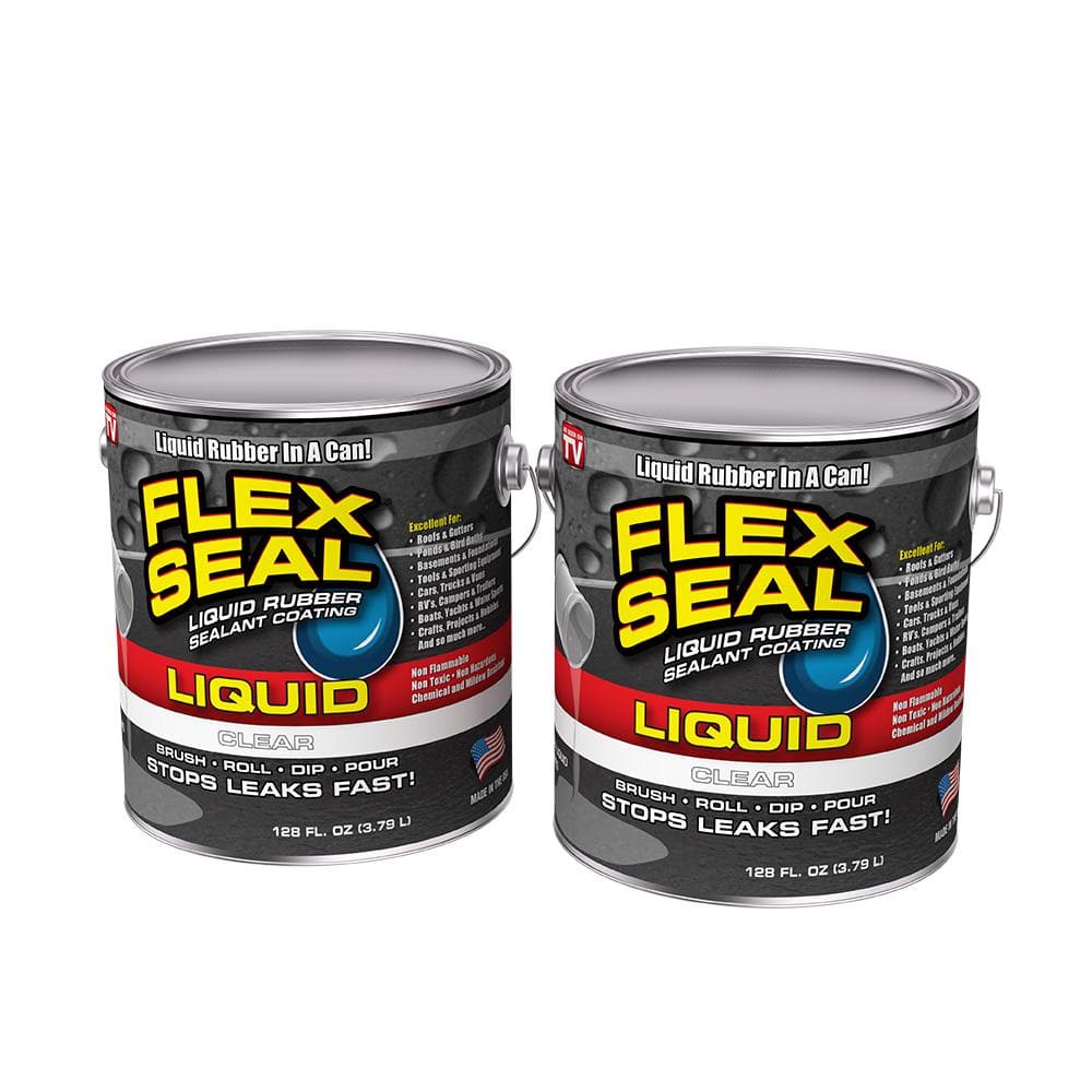 Flex Seal, 14 oz, 2-Pack, Clear, Stop Leaks Instantly, Transparent  Waterproof Rubber Spray On Sealant Coating, Perfect for Gutters, Wood, RV,  Campers