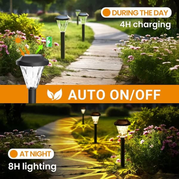 FAGIGY 12-Pack Solar House Path Lights – Warm White LED, Waterproof Outdoor Garden Stakes For Walkway, Yard & Landscape Decor