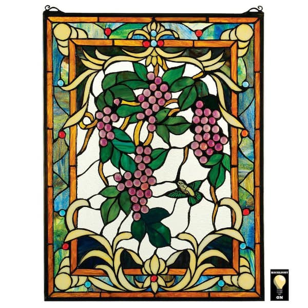 Design Toscano The Grape Vineyard Stained Glass Window Panel HD597