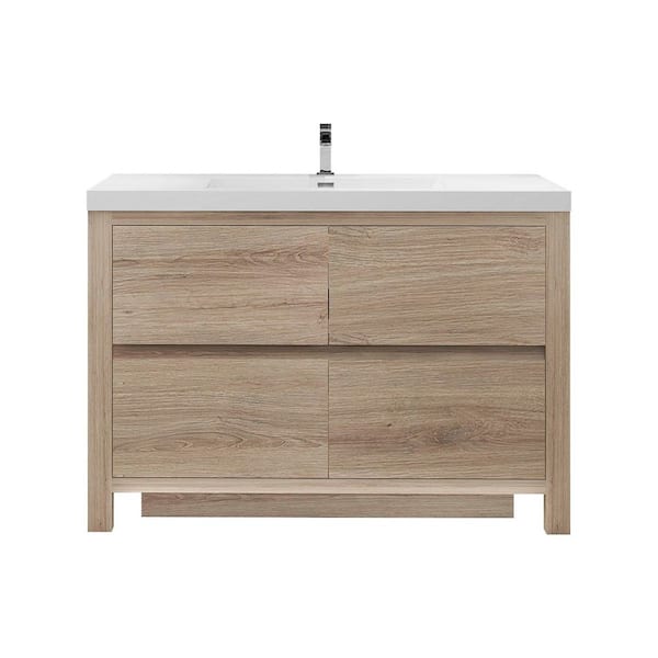 Louis 47 in. W x 20 in. D x 35 in. H Single Sink Freestanding Bath Vanity in White Oak with White Acrylic Top