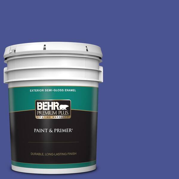 BEHR PREMIUM PLUS 5 gal. #P540-7 Canyon Iris Semi-Gloss Enamel Exterior Paint & Primer