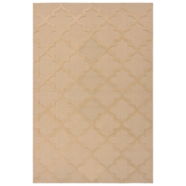 Garland Rug Quatro Tan 6 ft. x 9 ft. Quatrefoil Polypropylene Rectangle Area Rug