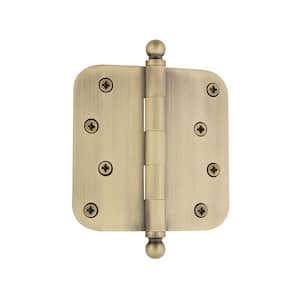 4 in. Ball Tip Residential Hinge with 5/8 in. Radius Corners in Antique Brass