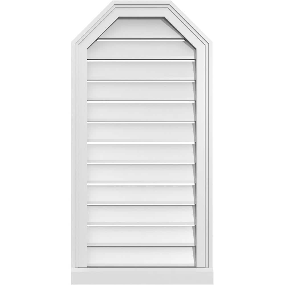 18 in. x 36 in. Octagonal Top Surface Mount PVC Gable Vent: Functional with Brickmould Sill Frame price history on PriceWatchPro