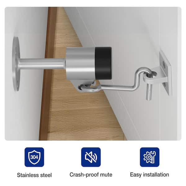 3.6 in. Stainless Steel Floor Door Stop with Holder