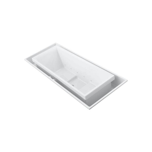 KOHLER Sok 8.6 ft. Acrylic Rectangular Drop-in or Undermount Effervescence Bathtub in White