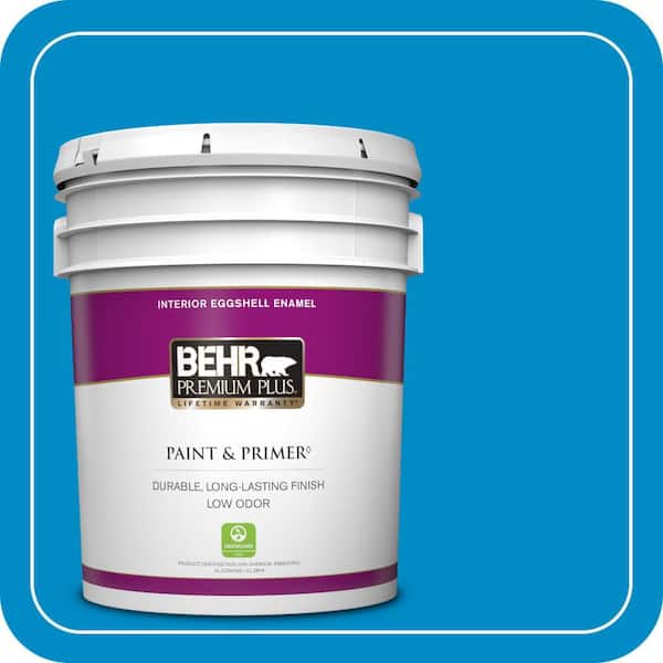BEHR PREMIUM PLUS 5 gal. #MQ4-57 Celebration Blue Eggshell Enamel Low Odor Interior Paint & Primer