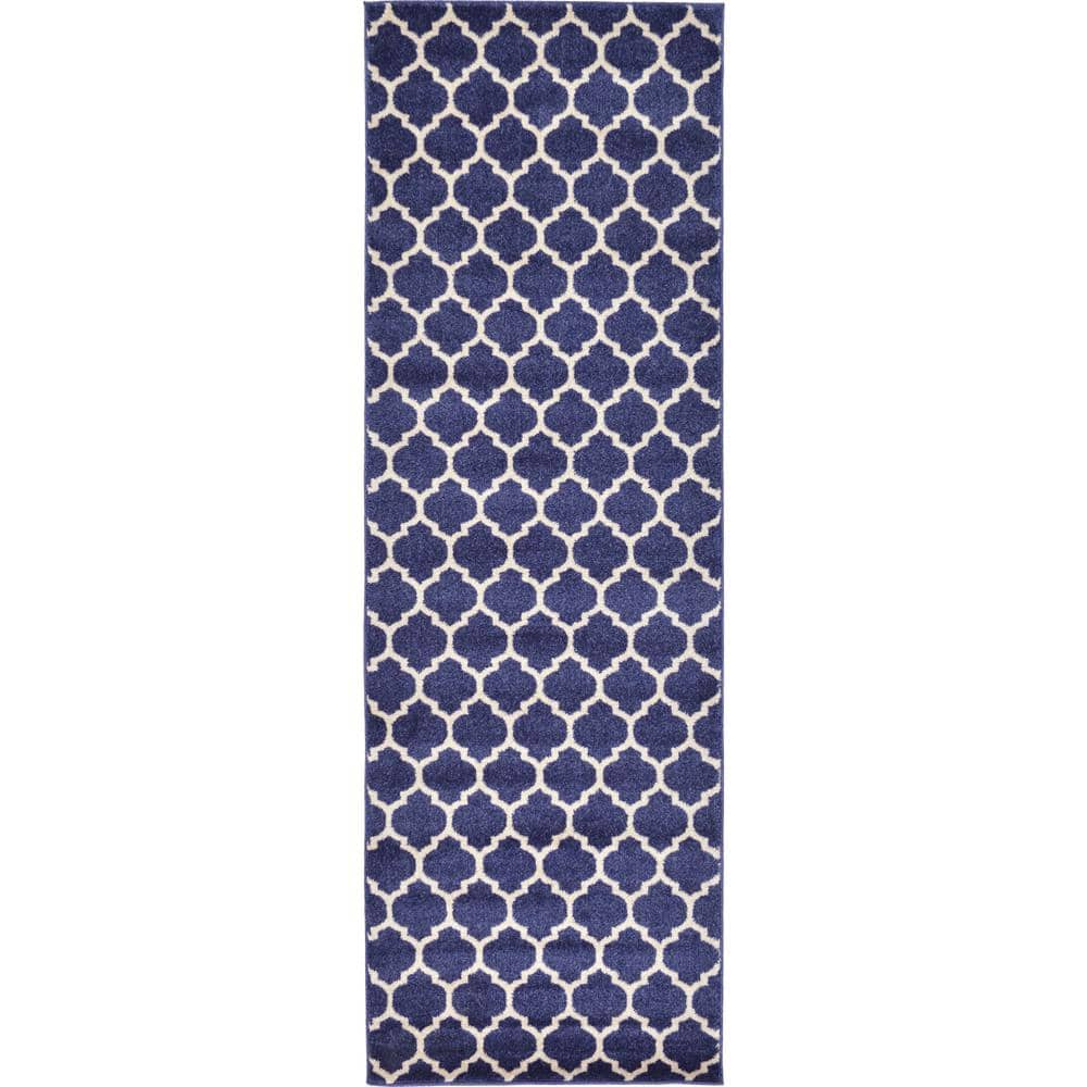 Trellis Collection Area Rug - Philadelphia (2 ft. 7 in. x 8 ft. Runner Dark Blue/Navy Blue) price history on PriceWatchPro