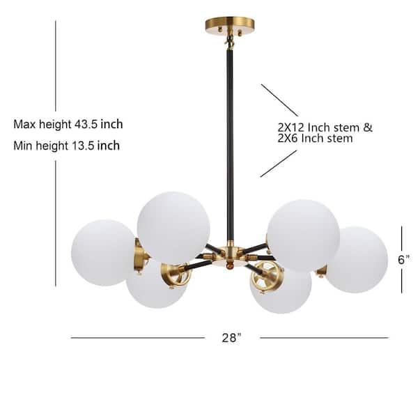 JONATHAN Y Caleb Adjustable 6-Light 28 Brass Cluster Chandelier, Brass  Gold/Black JYL9059B - The Home Depot