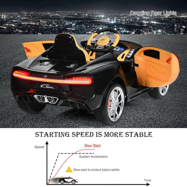 Home MP3 Box RC TY327941WH Bugatti - Storage with Depot Chiron Car The Ride-On 12-Volt Costway Kids and Licensed White in