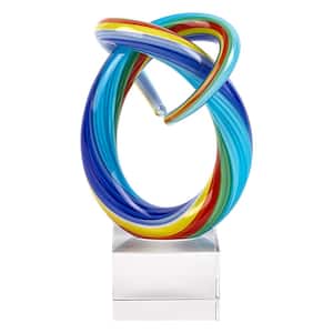 6 in. Murano Style Mini Rainbow Abstract Art Glass Centerpiece Tall