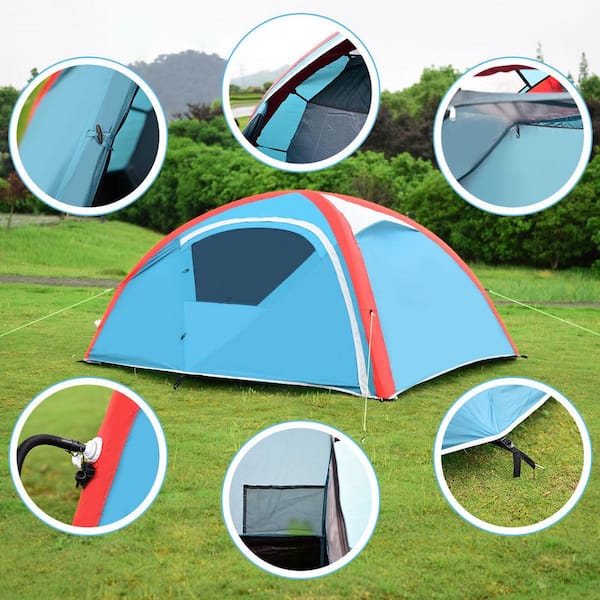 Celsius bal Communicatie netwerk Gymax 3-Person Inflatable Family Tent Camping Waterproof Wind Resistant  with Bag Pump GYM02360 - The Home Depot