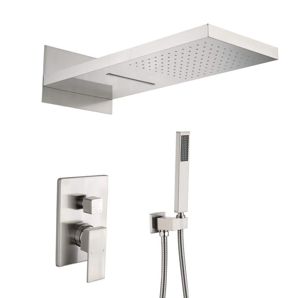 GIVING TREE 1-Handle 3-Spray Wall Mount Shower Faucet 9 in. Rainfall ...