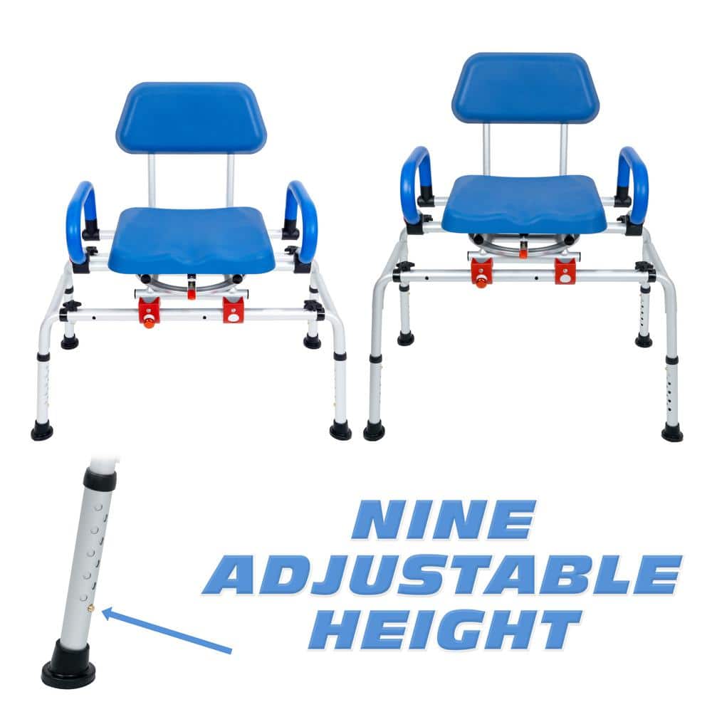 Blue Adjustable Plastic Tub Transfer Bench with Swivel Seat