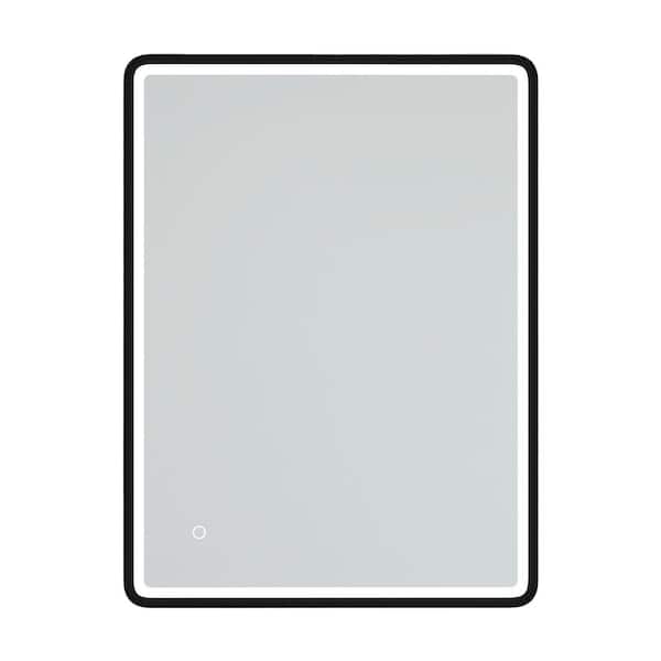 Unbranded 24 in. W x 32 in. H Rectangular Framed Wall-Mounted Bathroom Vanity Mirror with Anti-Fog LED Light in Black