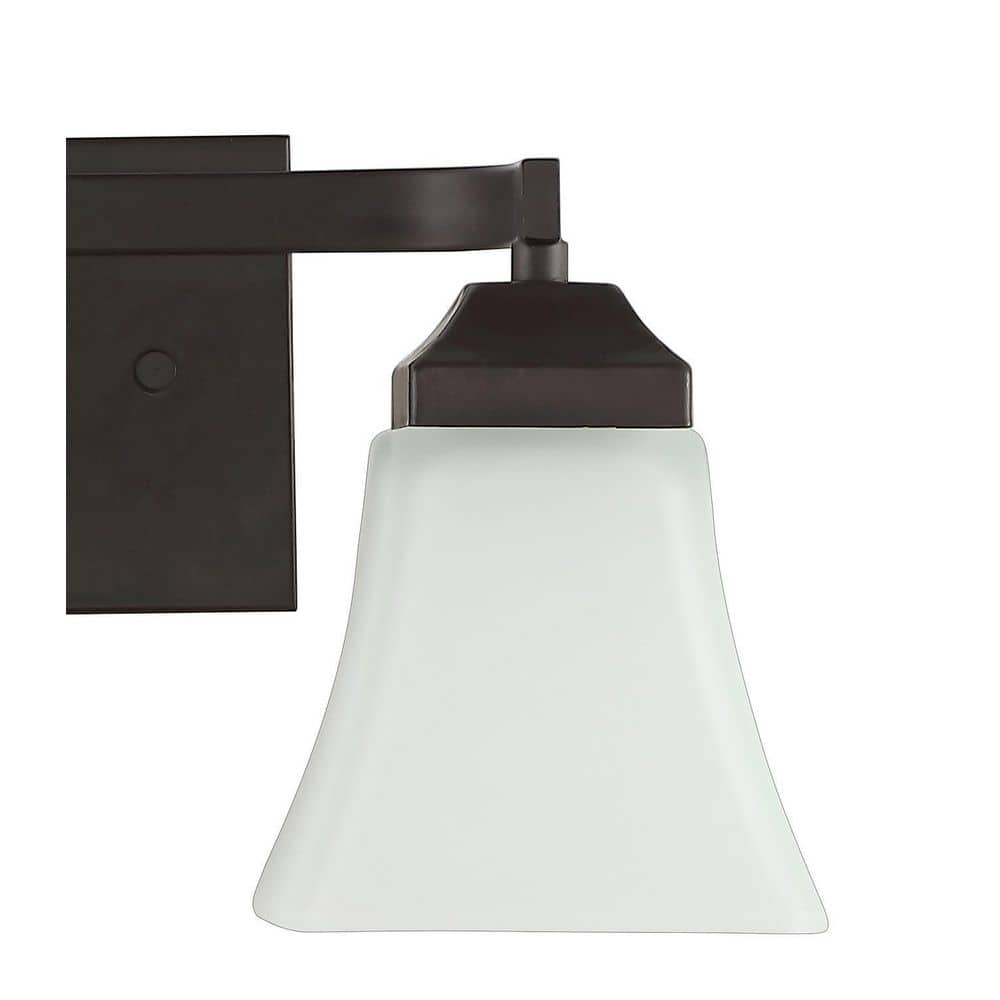 15" Black Iron and Frosted Glass Bathroom Vanity Light