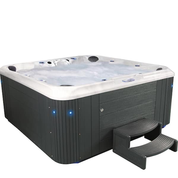 AquaLife Eminence Gray 80-Jet 6-7-Person 240-Volt Seating