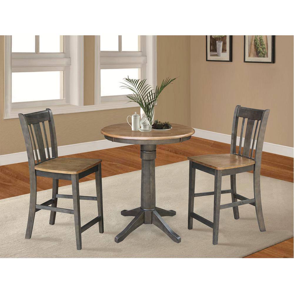 San Remo 24" Solid Wood Counterheight Stool in Hickory/Washed Coal