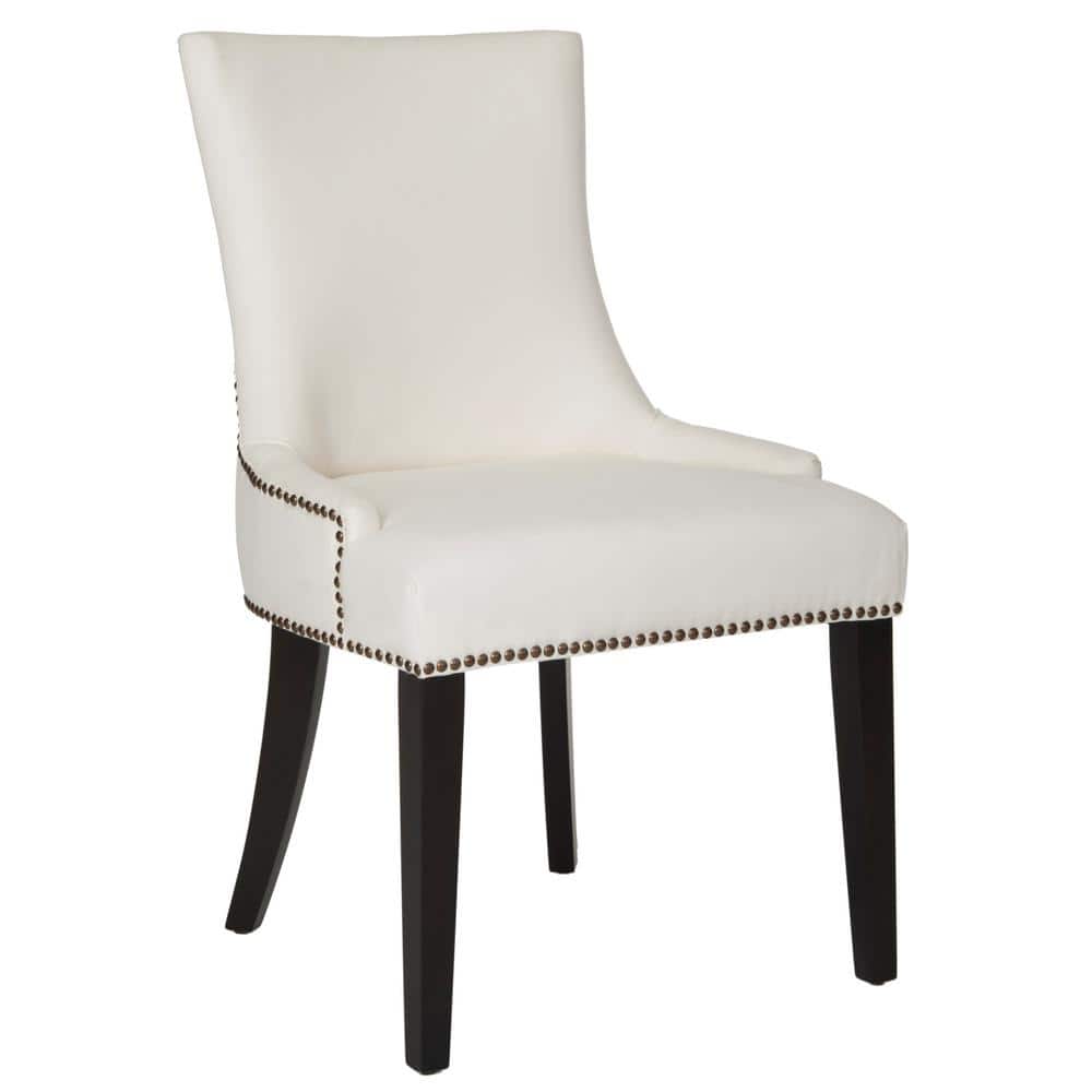 Elegant Sloped Arm White Velvet Upholstered Side Chair with Espresso Wood Legs