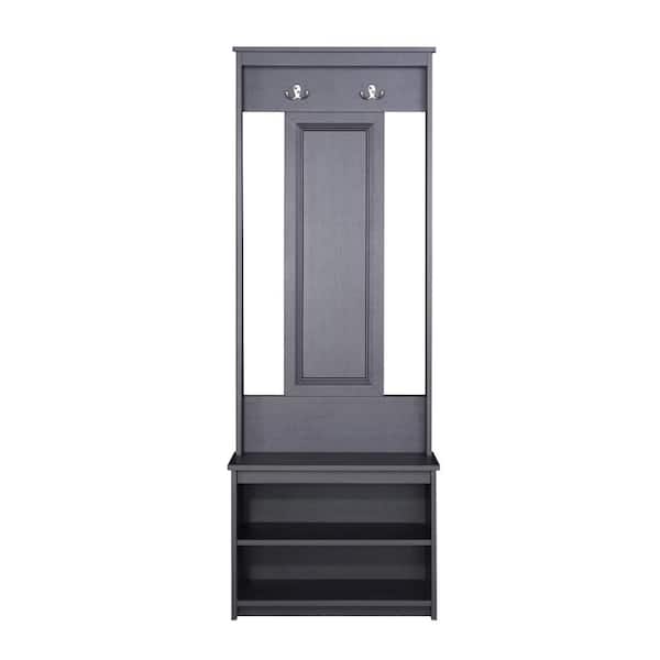 SAINT BIRCH Lambert Antique Black Hall Tree with Shoe Bench