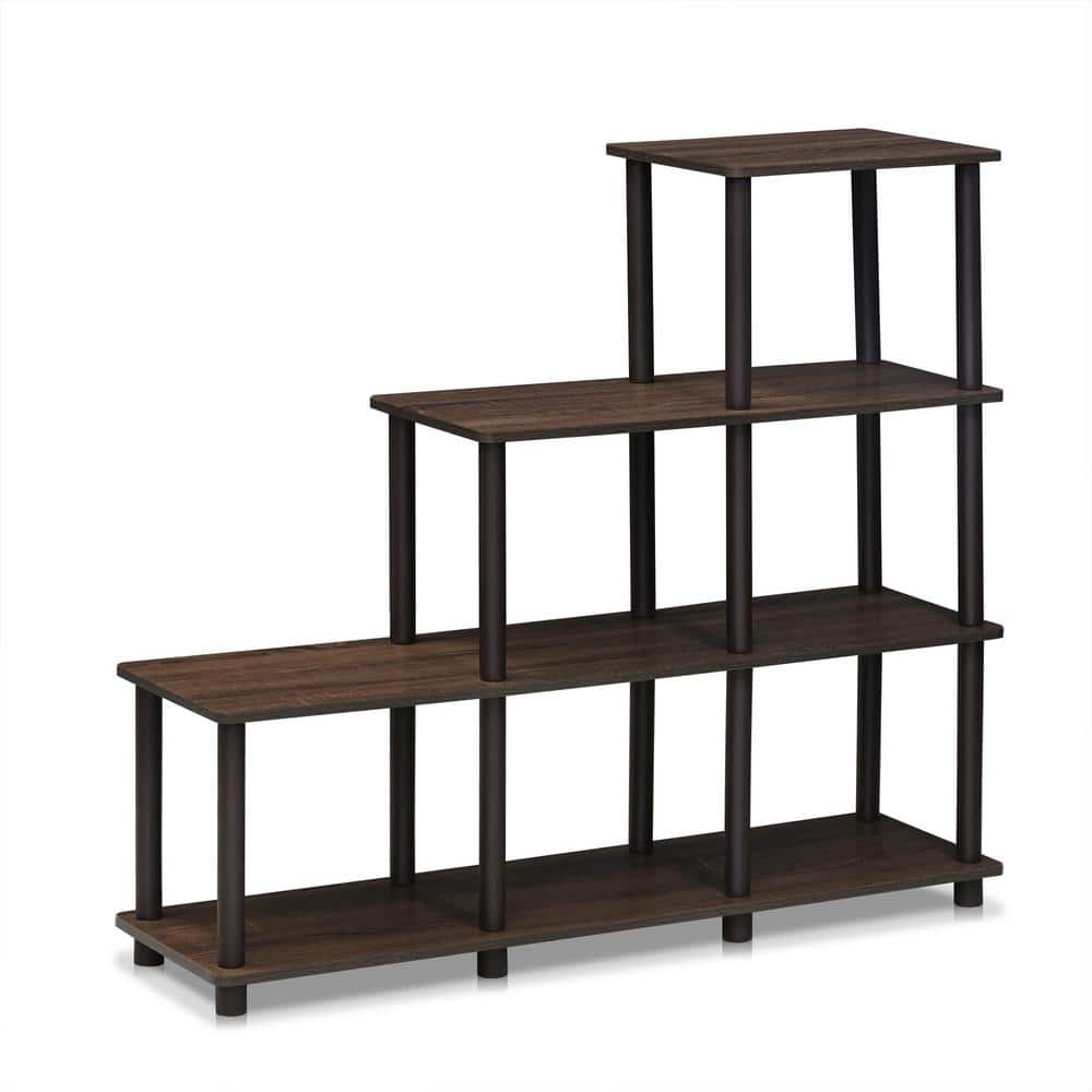 Walnut Brown Adjustable Ladder Wood Shelf