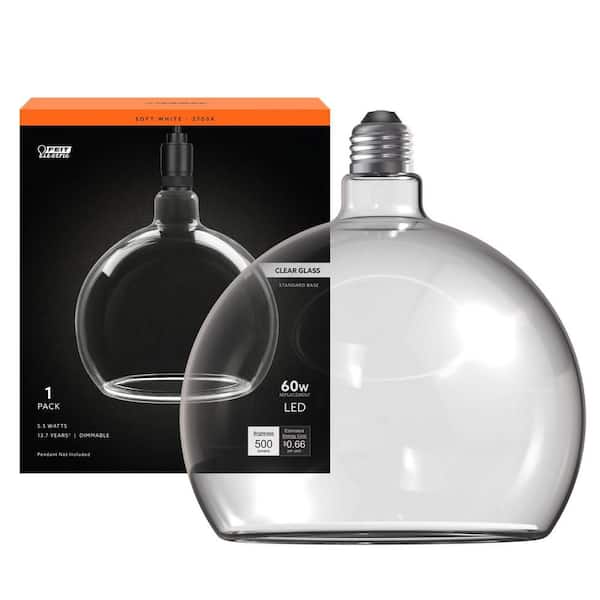 60-Watt Equivalent Specialty Code Round Dim Oversized Clear Glass E26 Medium Base LED Light Bulb Soft White 2700K 1-Pack