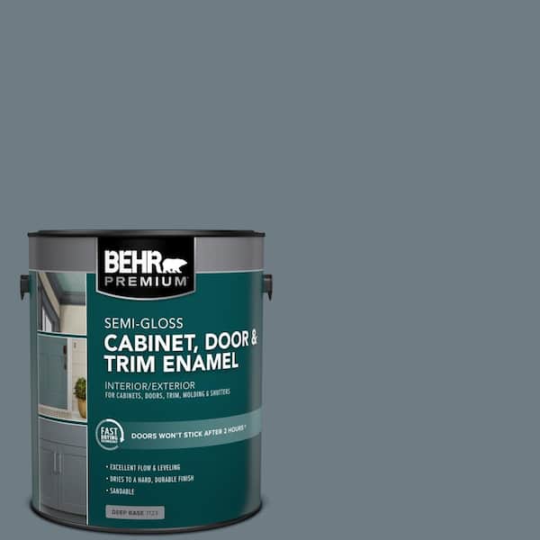 BEHR PREMIUM 1 gal. #N490-5 Charcoal Blue Semi-Gloss Enamel Interior/Exterior Cabinet, Door & Trim Paint