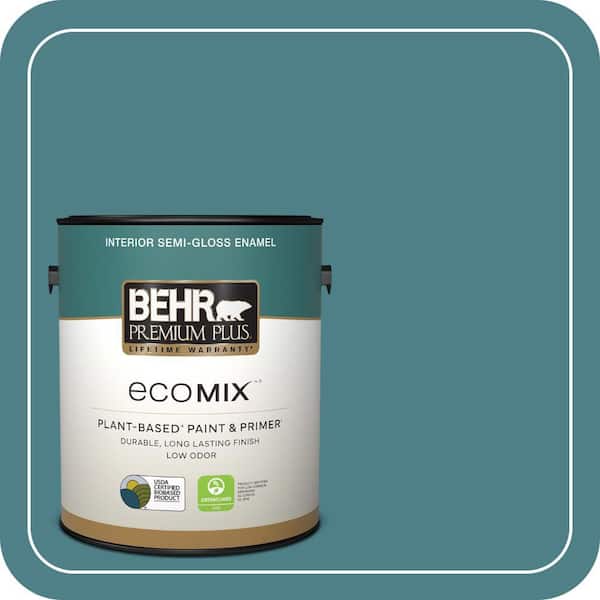 1 gal. #ICC-75 Tapestry Teal Semi-Gloss Enamel EcoMix Plant-Based Interior Paint & Primer