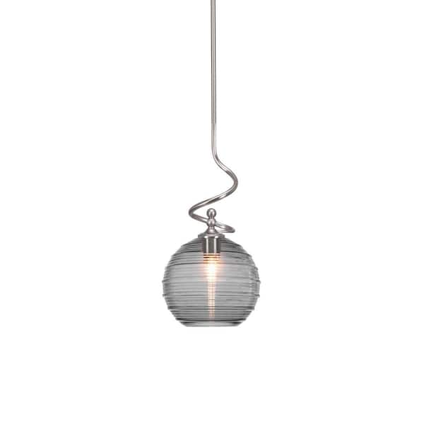 Unbranded Royale 100 W 1-Light Brushed Nickel Standard Mini Pendant Light with Glass Shade
