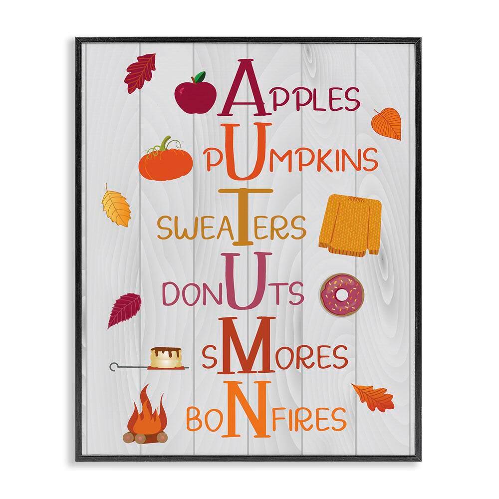 Autumn Letters Seasonal Words by Linda Birtel Black Framed Graphic Typography Art Print 30 in. x 24 in. price history on PriceWatchPro