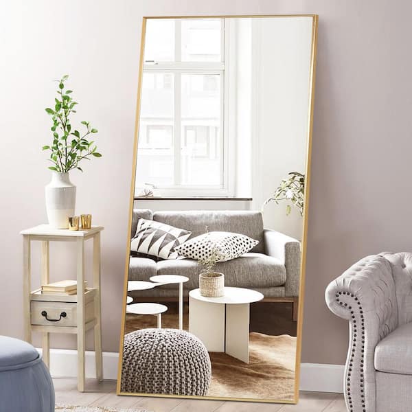 Lirago 71 in. x 32 in. Modern Rectangle Shape Metal Framed Gold Standing Mirror Full Length Floor Mirror Bedroom Living Room