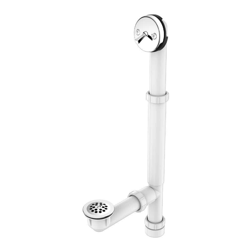 ① yworks_pipa  PF WaterWorks Chrome Trim Trip Lever Bathtub Drain - White